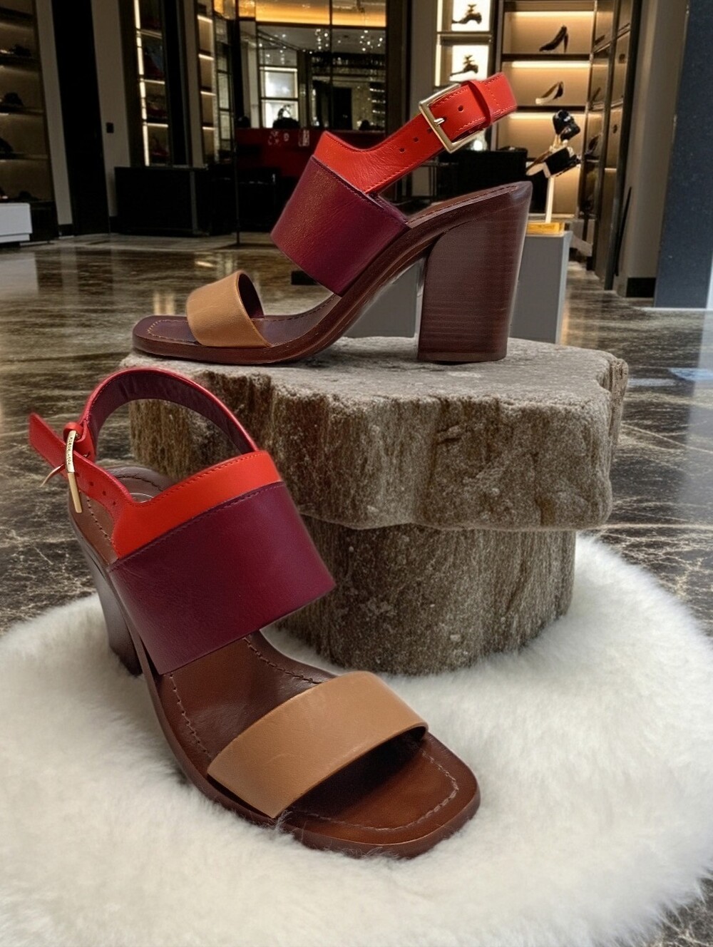 Tory Burch Essex Block Leather Sandals Women's Sz 6.5